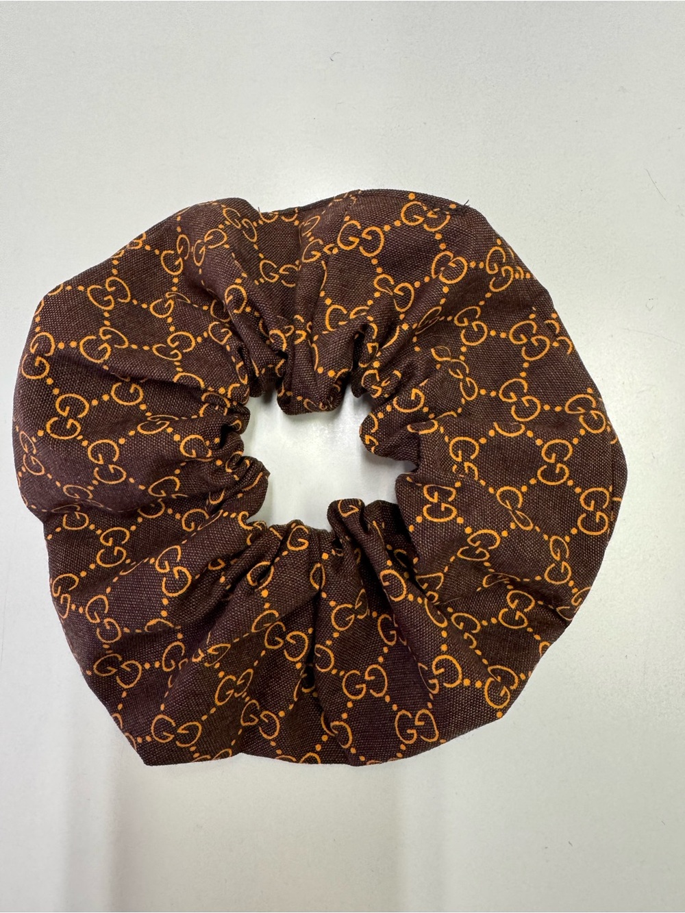 Luxury brand GG print fabric hair scrunchie NWOT